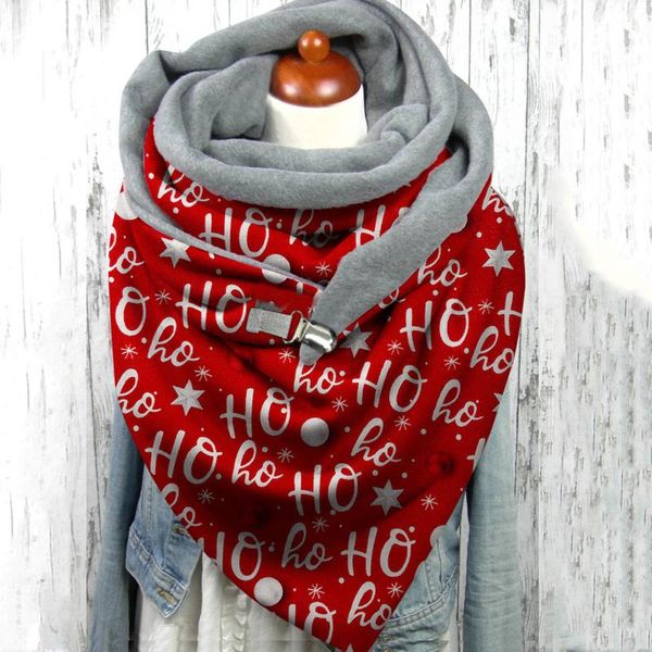 

scarves women's cashmere scarf winter warm windproof shawls wraps casual outdoor buttons buckle 2021 christmas printing foulard, Blue;gray