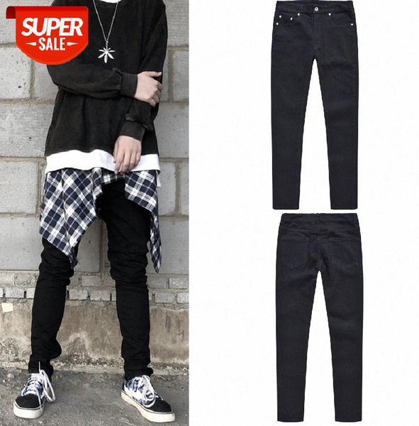 

street kanye feet ins wild stretch casual classic slim black jeans men #9i6j