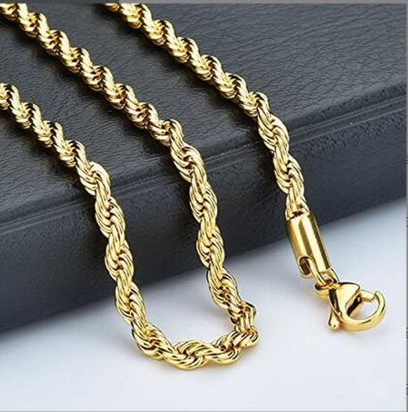 

10k gold plated solid rope chain 2mm twist necklace unisex, Silver