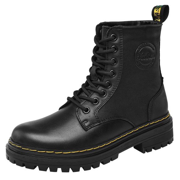 

boots women leather high fashion spring warm snow shoes dr. motorcycle black couple unisex