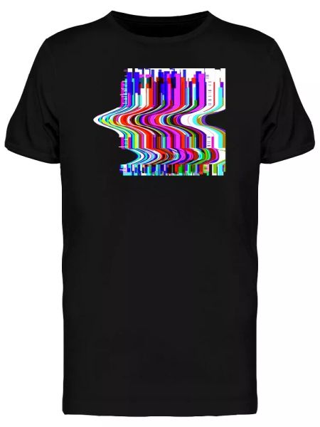 

Graphic Glitched Wavy Stripes Men's Tee -Image by Shutterstock, White;black