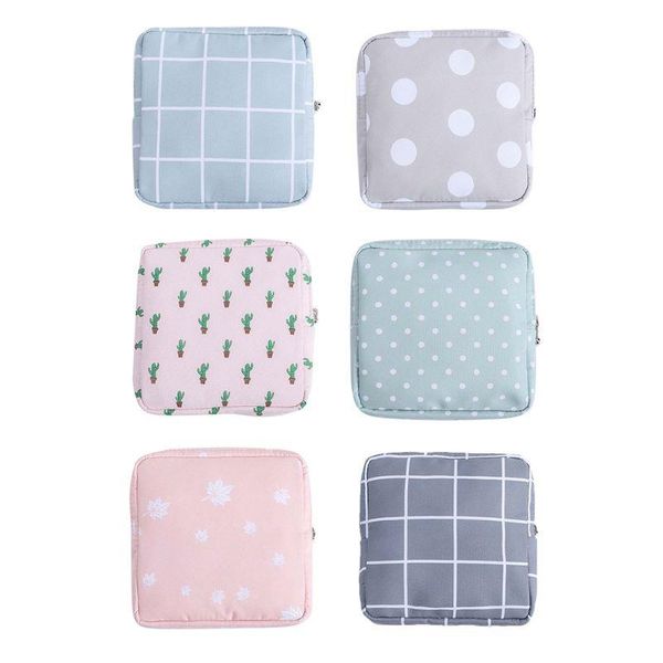 

storage bags women girl tampon bag grid dot sanitary pad pouch napkin towel cosmetic case organizer holder lxac