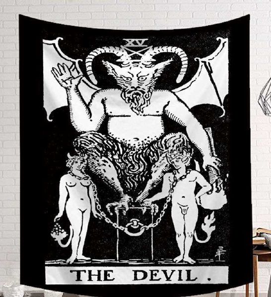 Cammitever черный белый дьявол с крыльями классические европейские стили гобелены пляж гобелен печатание стены висит арт коллекция 210609
