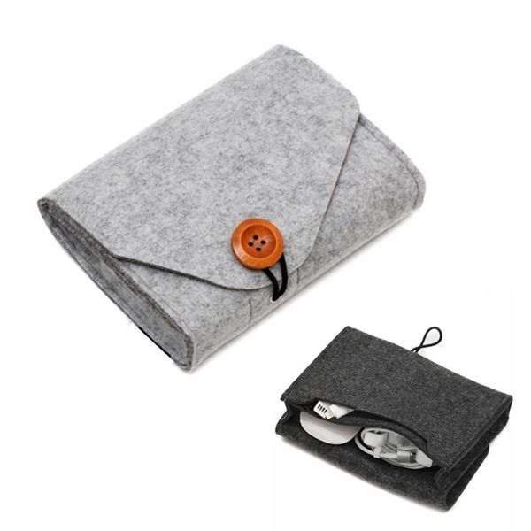 

storage bags 1pc data cable travel organizer key coin package mini felt pouch chargers for usb mouse