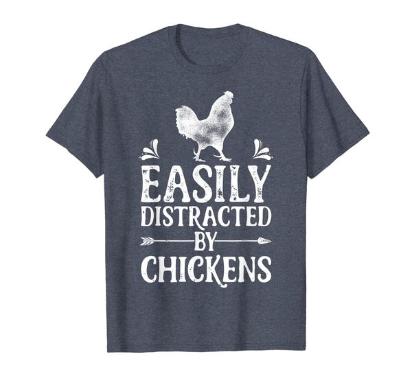 

easily distracted by chickens t shirt funny chicken lover, White;black