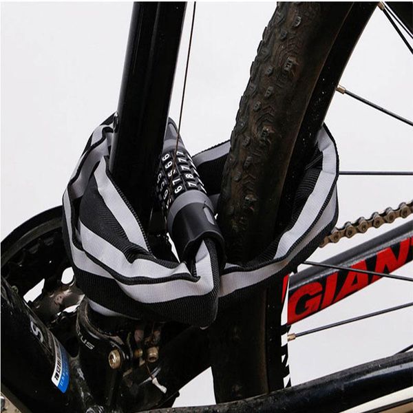 

bike locks 5-digit password safty chain lock for reflective anti-theft steel motorcycle cycling electric bicycle accoessories