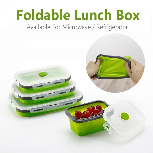 

dinnerware sets silicone collapsible lunch box foldable container portable picnic camping outdoor storage rectangle/round bowl