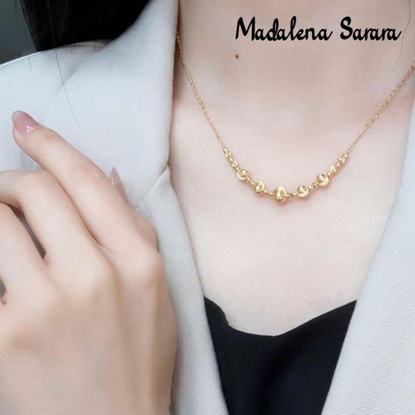 

chains madalena sarara cat eyes laser bead women choker 18k yellow gold chain ajustable au750 handmade, Silver