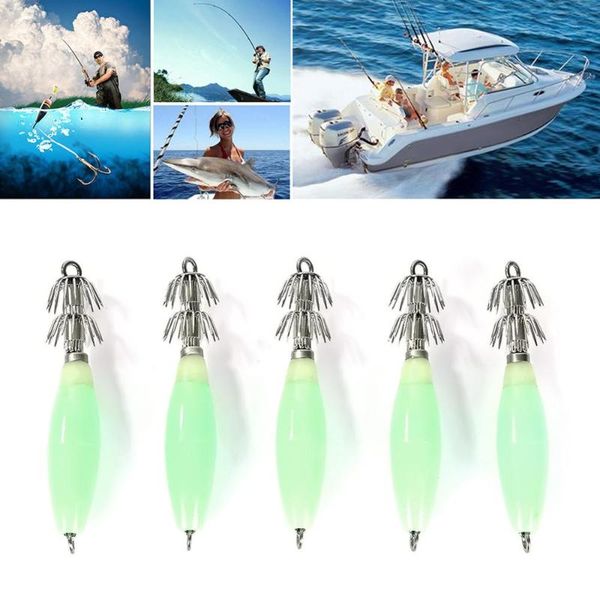 

night light four hook claw hooks anchor ocs squid bait body fish iron plate swivel treble lot fishing noctilucent
