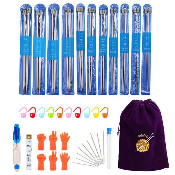 

stainless steel knitting needle set practical double pointed long crochet sweater fabric diy craft tools sets sewing notions &, Black