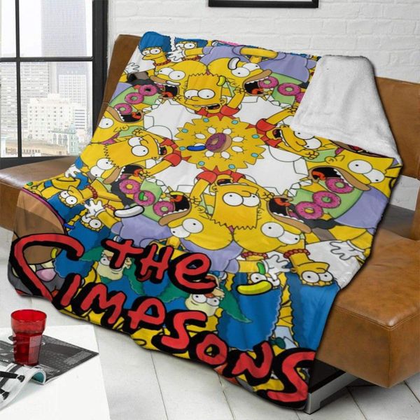 

cartoon anime simp-sons yellow mixed throw blanket, soft washable large comfort lamb wool bed blanket bedspreads fit for couch