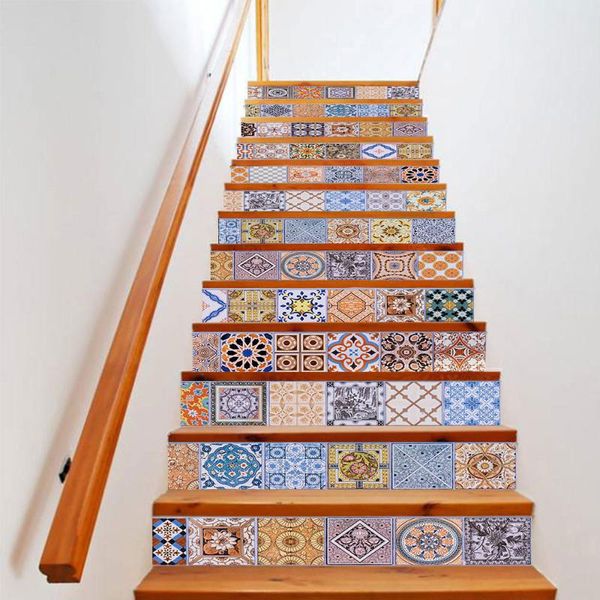 

13pcs pattern books flower pvc staircase stair sticker wallpaper shoes decals self-adhesive mural stairway decor posters wallpapers