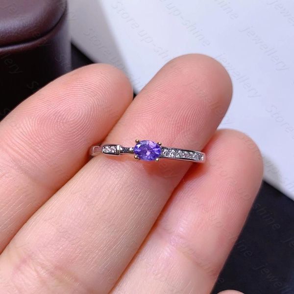 

natural tanzanite 925 silver women's ring simple atmosphere elegant, Slivery;golden
