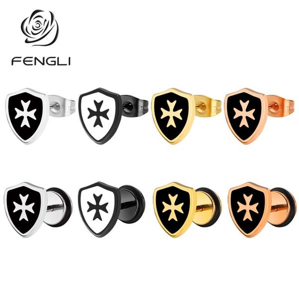 

stud fengli fashion shield earrings for women glamour golden stainless steel small earring minimalist jewelry 2021, Golden;silver