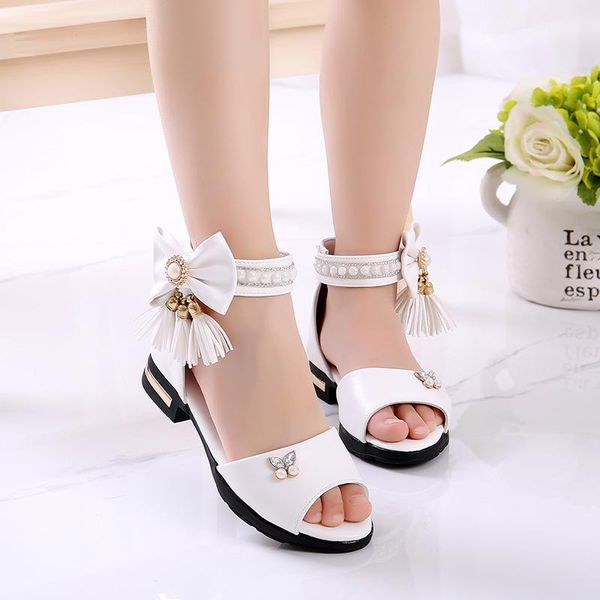 

children's shoes for girls sandals summer kids princess with bow soft bottom casual, Black;red
