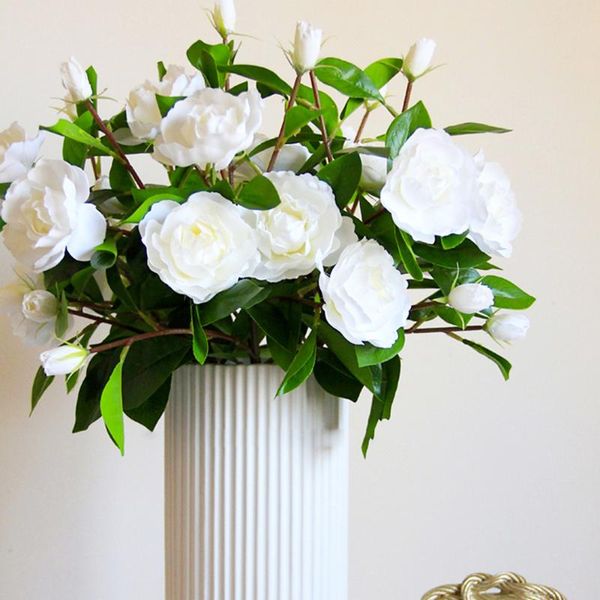 

decorative flowers & wreaths 1pc gardenia flower silk artificial wedding decoration fake bedroom table ornament home decor party supplies