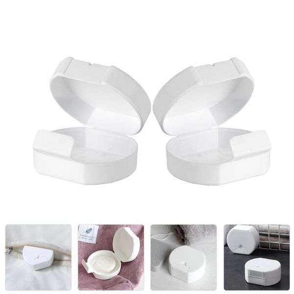 

soap dishes 1pc home storage boxes portable travelling holders (white)