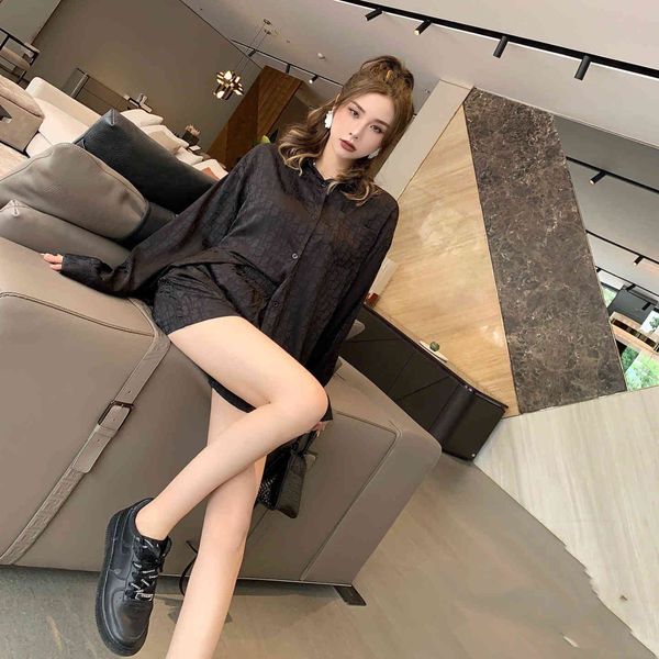 

d home 2021 spring and summer new jacquard letter shirt shorts suit, White