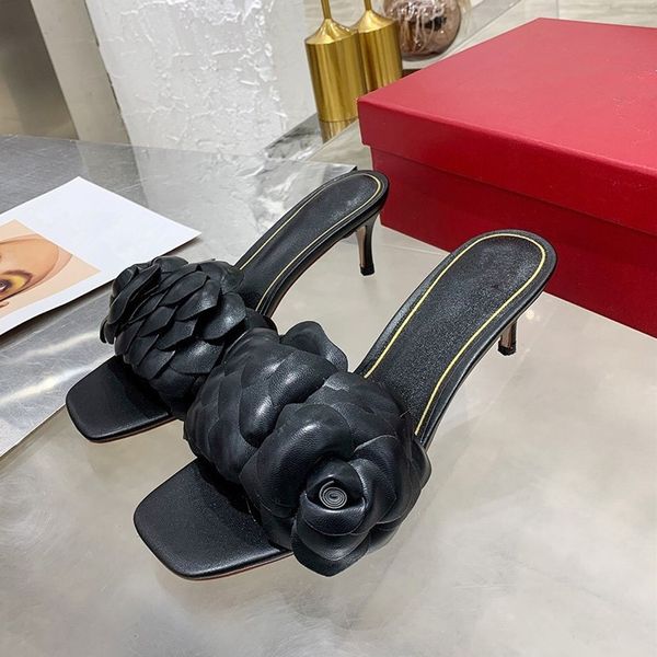 

70% off wholesale sandals flip-flops prowow summer slippers high heel slides women rose flower femme open toe beach shoes mkmk, Black