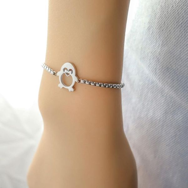 

link, chain 2021 gold color adjustable charm penguin bracelets for lady women's cute romantic set jewelry vb899, Black
