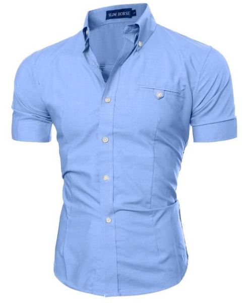 

men's casual shirts men shirt male short sleeve metal buckle hit color slim fit black dress mens hawaiian 3xl 0dh6, White;black