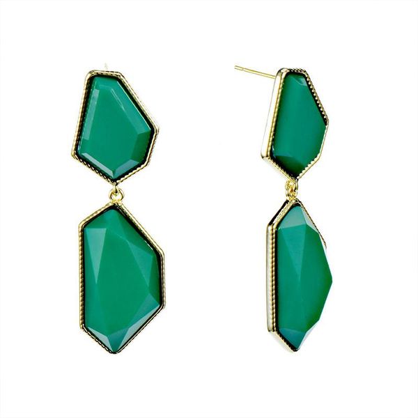 

stud gongtingfeng advanced cut resin earrings goddess green acrylic, Golden;silver