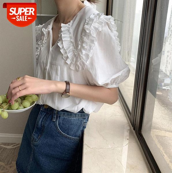 

huang zheng's short-sleeved shirt with wooden ears, korean style loose, sweet and age-reducing xsx210331 #wk2z, Black;gray