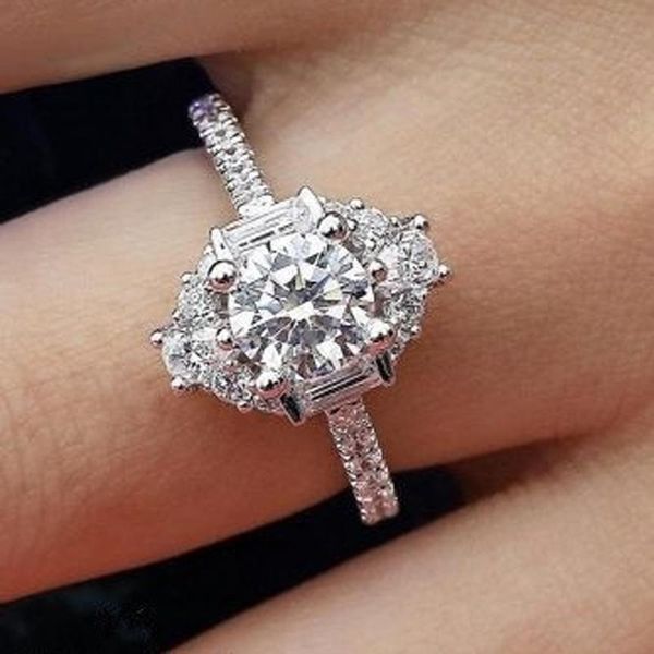 

wedding rings fashion crystal female ring silver engagement for women cubic zirconia round stone bridal jewelry r896, Slivery;golden