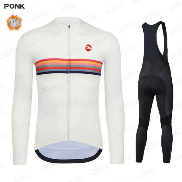

racing sets 2021 pro bike cycling jersey winter thermal fleece long sleeve set ropa ciclismo bicycle triathlon retro undefined, Black;blue