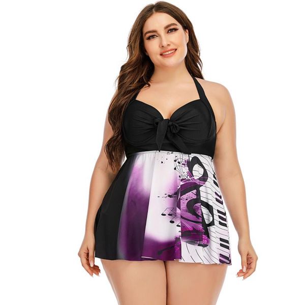 

women's swimwear 2021 women swimsuit big bust large size xl2xl3xl4xl5xl plus cup halter backless spring outfit skirt beachwear, White;black