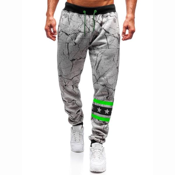 

men's pants pocket casual lace-up printed trousers flashing elastic waistband drawstring to brazil, Black