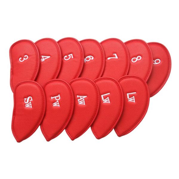 

12pcs golf club irons covers - deluxe pu leather iron head cover headcovers set universal fit 2 colors to choose heads
