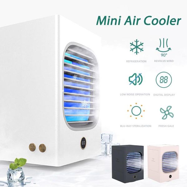 

smart home control mini air cooler 120 degree shaking head water-cooled desk conditioning fan portable usb rechargeable humidifier office