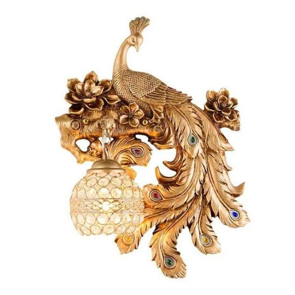 

wall lamps vintage led for dining-room industrial home decor peacock crystal light bedroom bedside sconce lamp fixture