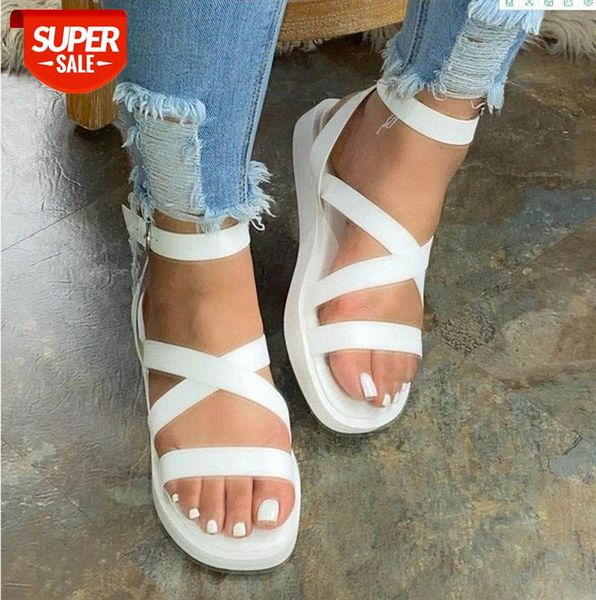 

roman sandals women open toe soft sole cross strap buckle batch #dj1b, Black