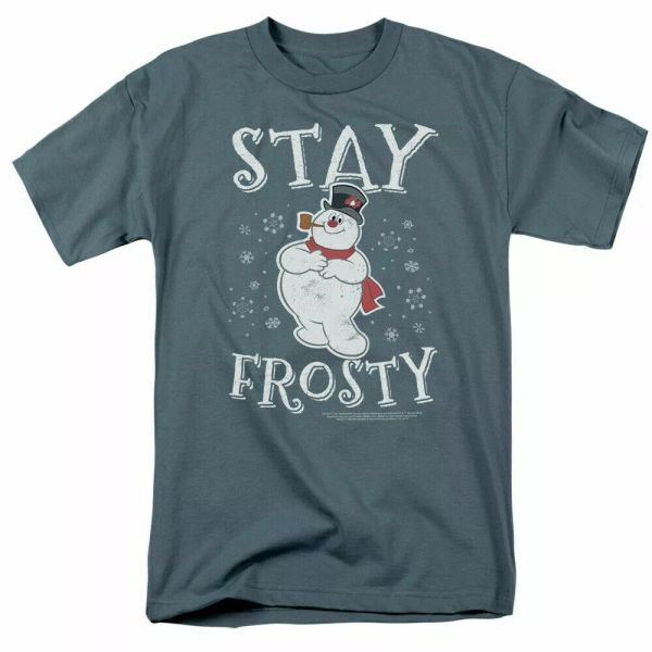 

frosty the snowman stay frosty t shirt mens licensed cartoon merchandise slate, White;black
