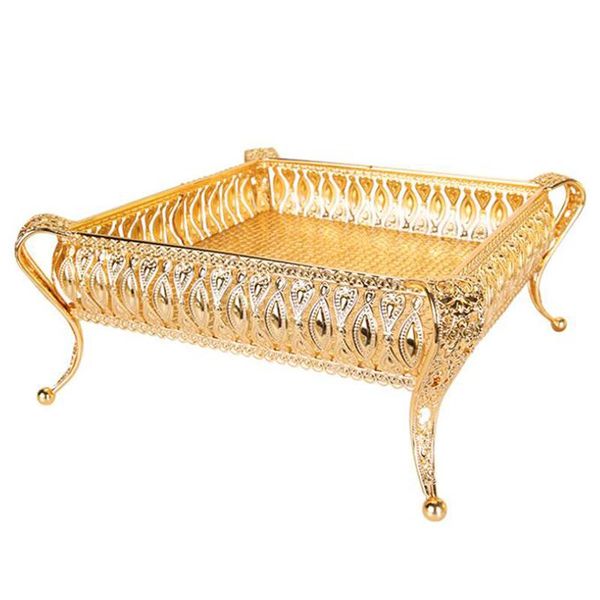 

home drinks tray creative vintage fruit plate table snack iron storage box square gold basket desk decoration kitchen & organization