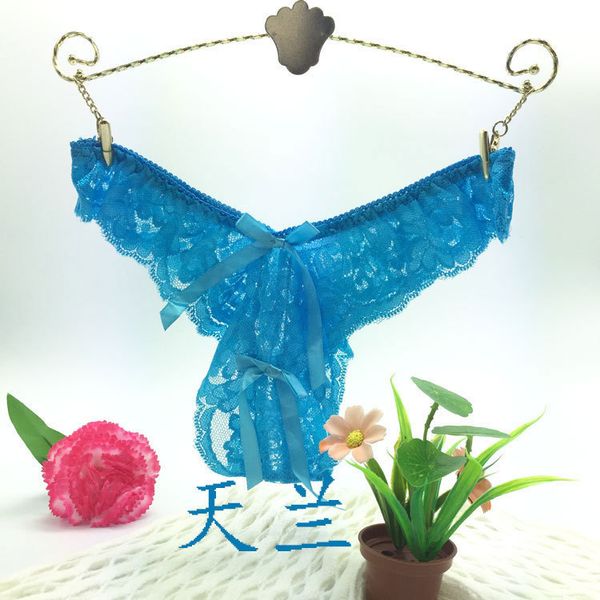 

g strings underwear women's no take off lace low waist pants transparent temptation thong, Black;white