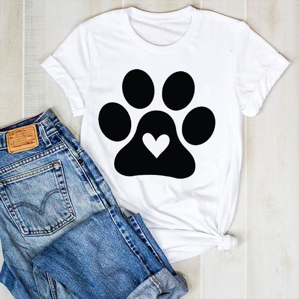 

and women lady cartoon paw mens t shirts dog womens cat fashion short sleeve summer ladies tee female clothes, White;black