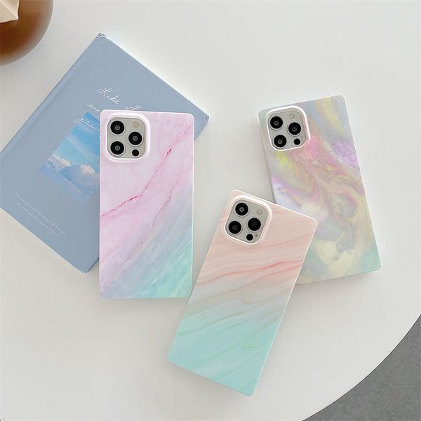 Casos de telefone de estilo de menina aquarela quadrada para iPhone 12 pro máximo 11 xr xs 7 8 plus se2020 imd soft tpu casca móvel