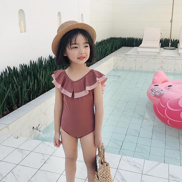 

clothing sets 2021 summer baby girls children swimsuit ruffled cute one-piece boxer swimwear clothes for, White