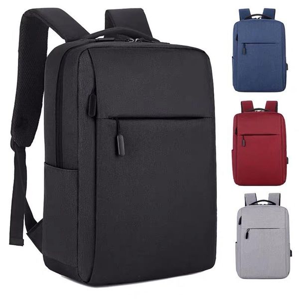 

backpack solid color men male business lapusb charging simple light weight oxford school bags female travel tablet