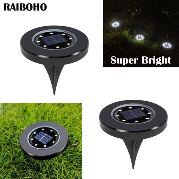 

lawn lamps solar powered disk lights 8led pathway outdoor waterproof garden landscape lighting for yard deck patio white