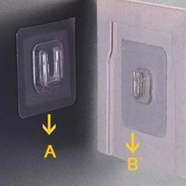 

multi-function 6pcs transparent strong self adhesive hook power plug socket seamless hanger holder wall hooks storage & rails