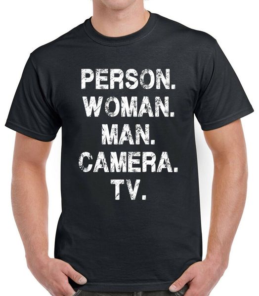 

person woman man camera tv funny t-shirt, White;black