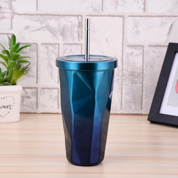 

water bottles stainless steel mug portable travel tumbler coffee ice cup w/ drinking straw 2