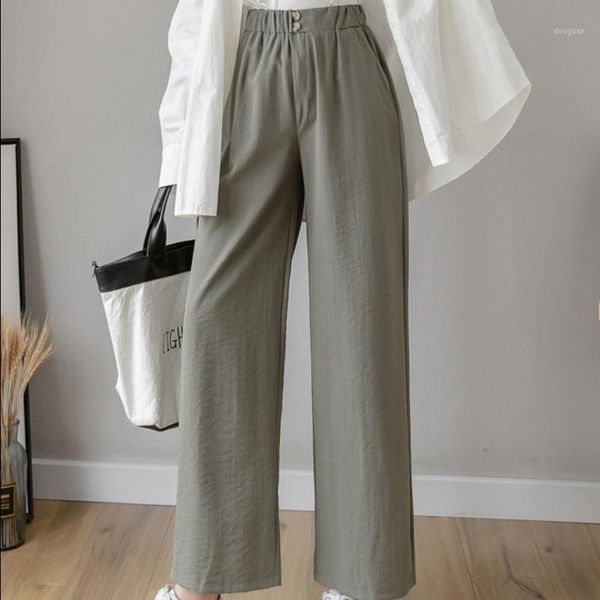 

women's pants & capris girls spring summer clothing student korean loose cotton linen casual solid color thin ankle length wide leg, Black;white