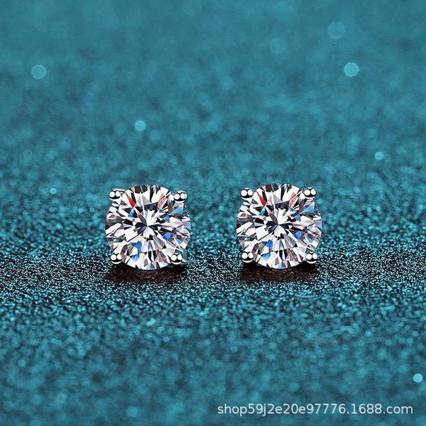 

stud passed diamond test excellent moissanite 925 sterling silver ear studs 4 earrings 0.6-2ct cute jewelry for birthday party, Golden;silver