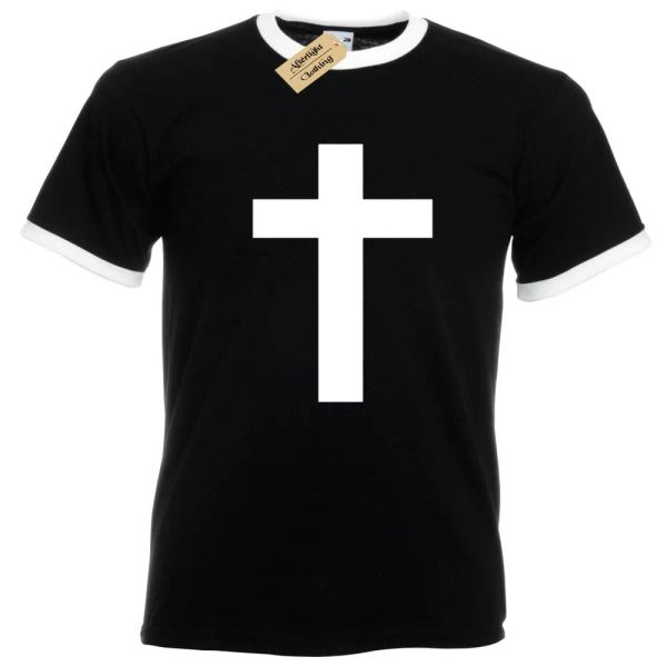 

Croce T-Shirt Uomo Suoneria Cristianesimo Christian Moda Regalo, White;black