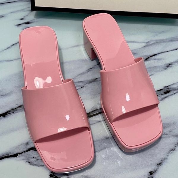 

official website 70% off outlet ollymurs women high heels slippers candy colors rubber solid jelly slipper sandals fashion luxury brand summ, Black